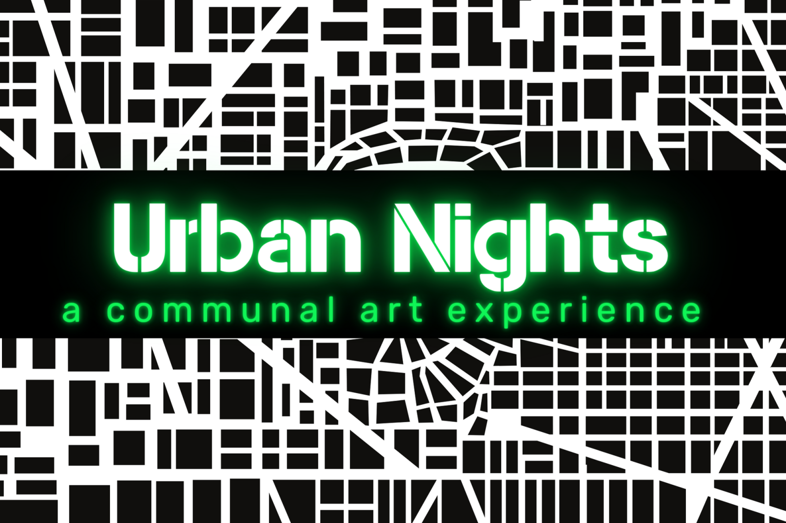 Promotional Image for Urban Nights with graphic map and text.