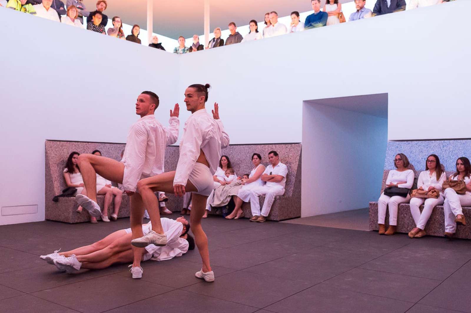 Dancers of Dušan Týnek Dance Theatre perform Vespertine Awakenings at the James Turrell Twilight Epiphany Skyspace 