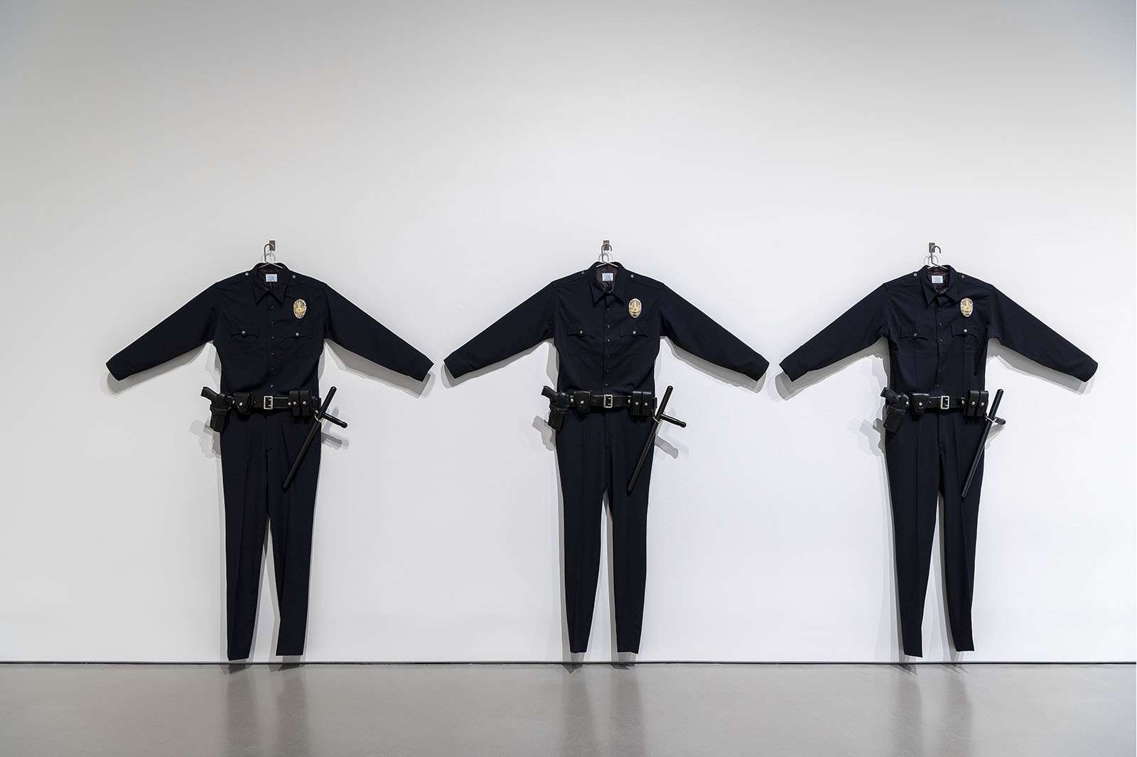 Chris Burden, L.A.P.D. Uniforms, 1993. Courtesy the Chris Burden Estate. © Chris Burden/Licensed by the Chris Burden Estate and Artists Rights Society (ARS), New York. Photo by Nash Baker