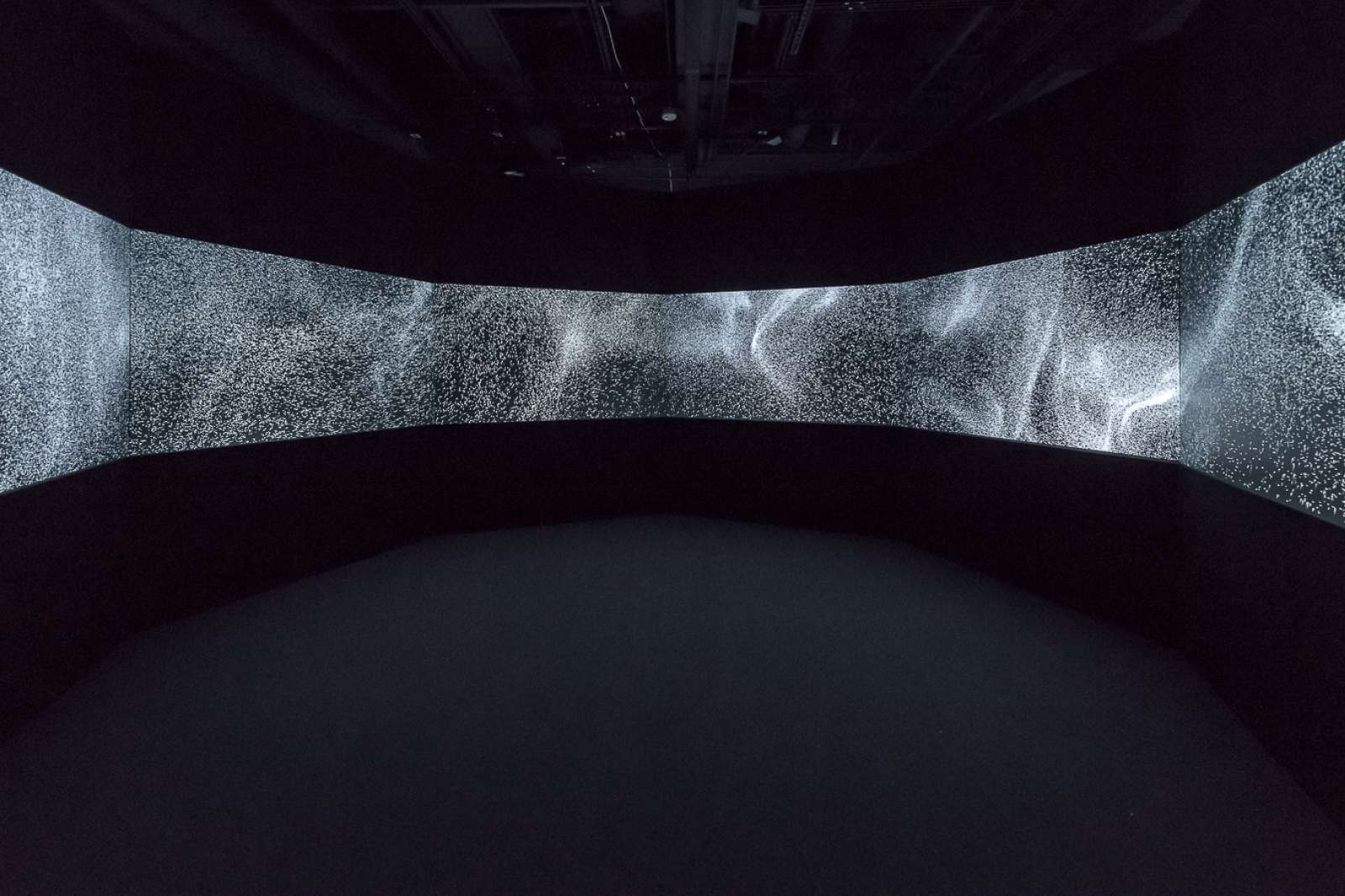Installation view of Particle Chamber by Leo Villareal, 2017. Six channel digital projection, electrical hardware, and custom  software. 13ft x 17ft 1/2in x 15ft. © Leo Villareal. Courtesy Pace Gallery. Photo: Nash Baker