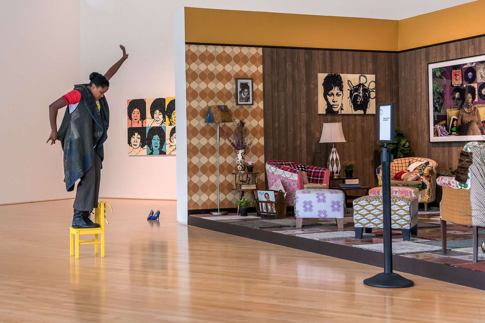 Hope Stone Dance performs in the Central Gallery at the Moody, October 2017. Photo: Nash Baker