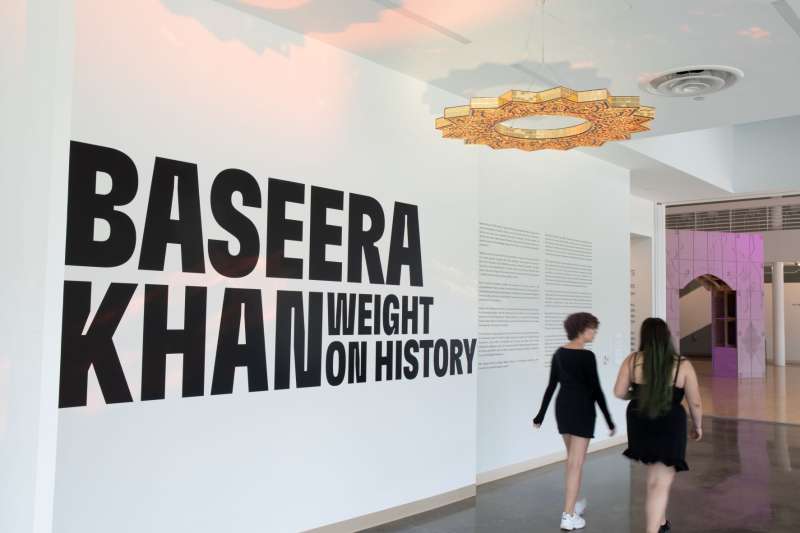 "Baseera Khan: Weight on History," installation view, "Features [Feat. ]"" Photo by Geoff Winningham. 