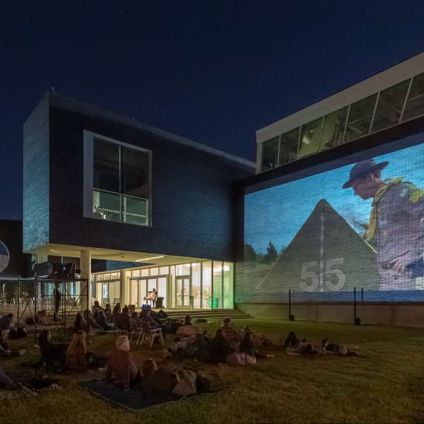 Outdoor screening of "Moonrise Kingdom" at Moody Center for the Arts, photo by Nash Baker.