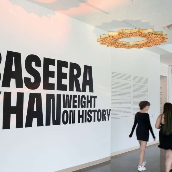"Baseera Khan: Weight on History," installation view, "Features [Feat. ]"" Photo by Geoff Winningham. 