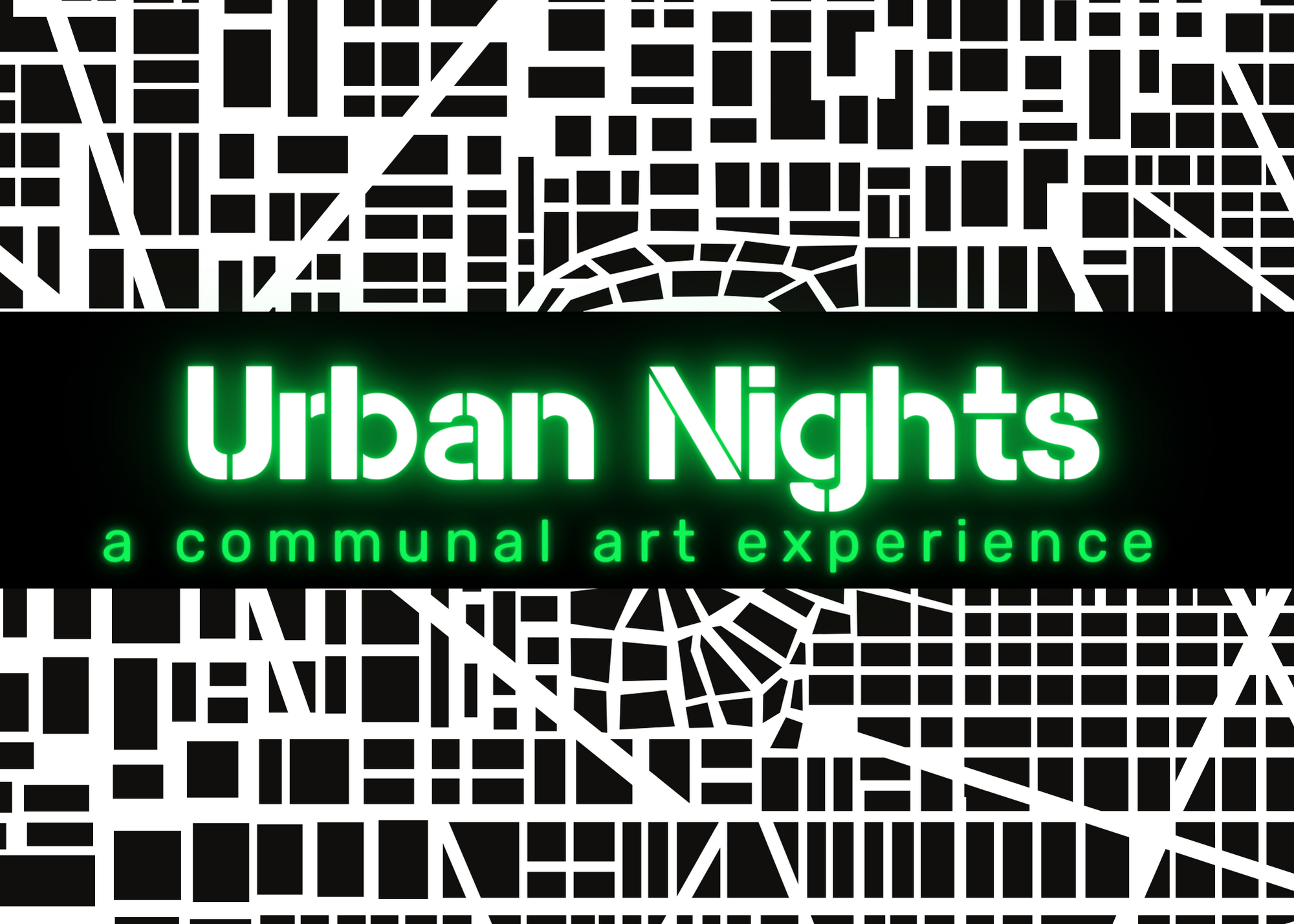 Promotional Image for Urban Nights with graphic map and text.